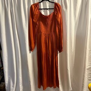 SHEIN Vibrant Orange Long Sleeve Dress - Size XL
